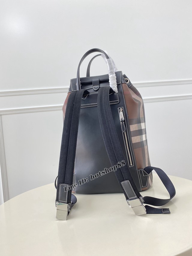 Burberry專櫃新款雙肩包 巴寶莉皮革抽繩手提男女款後背包 yxb1258